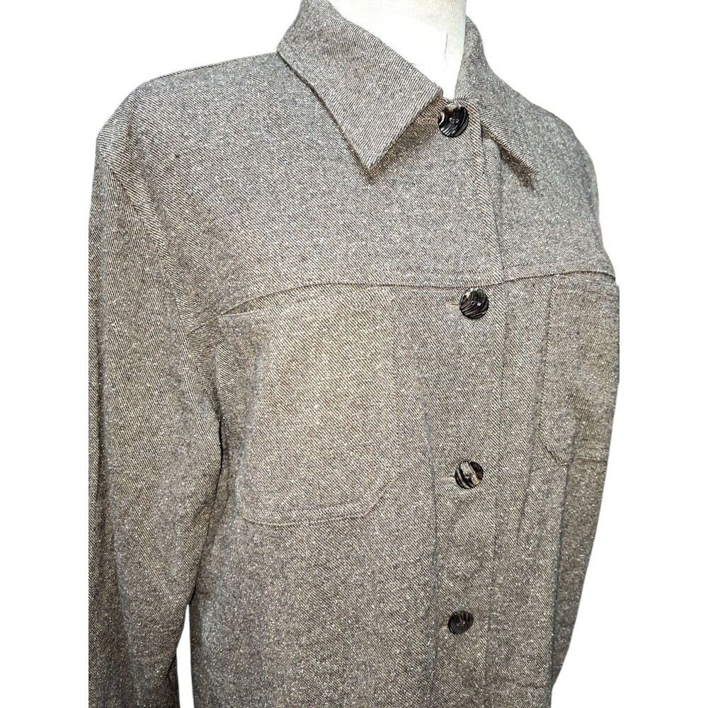 Vintage Chico's Design Button Up Shirt Jacket Womens 2 US L Wool Silk Preppy Top